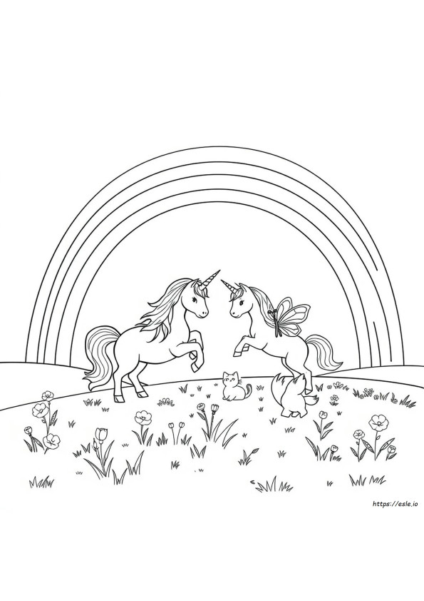 Pagini De Colorat Curcubeu Fluture Unicorn Pisicuță