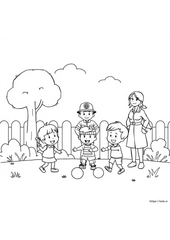 Disegni Da Colorare Per La Scuola Materna: Aiutanti Della Comunità