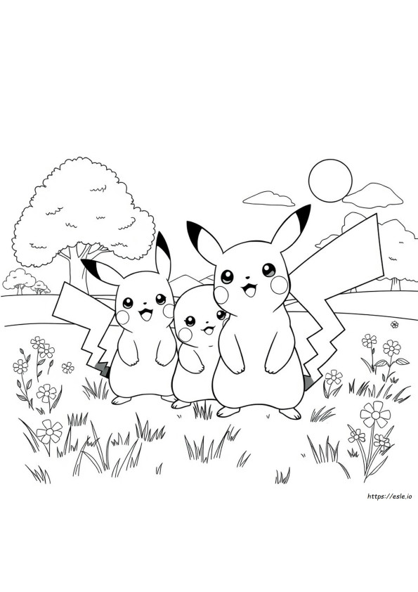 Pikachu Friends Coloring Pages