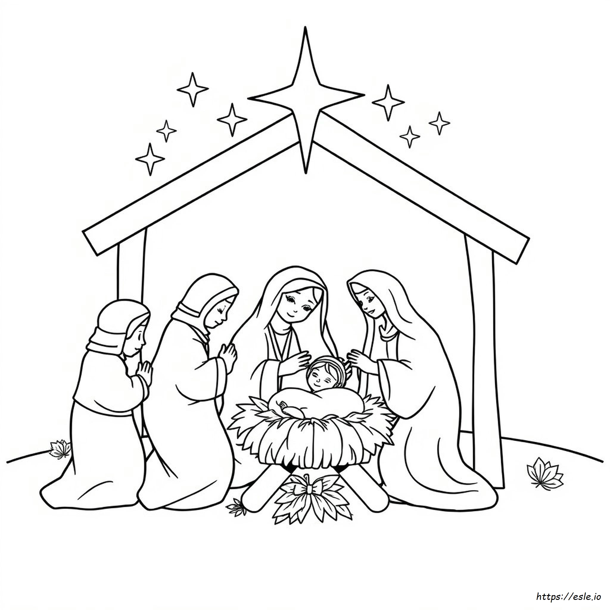 Coloriage Crèche De Noël