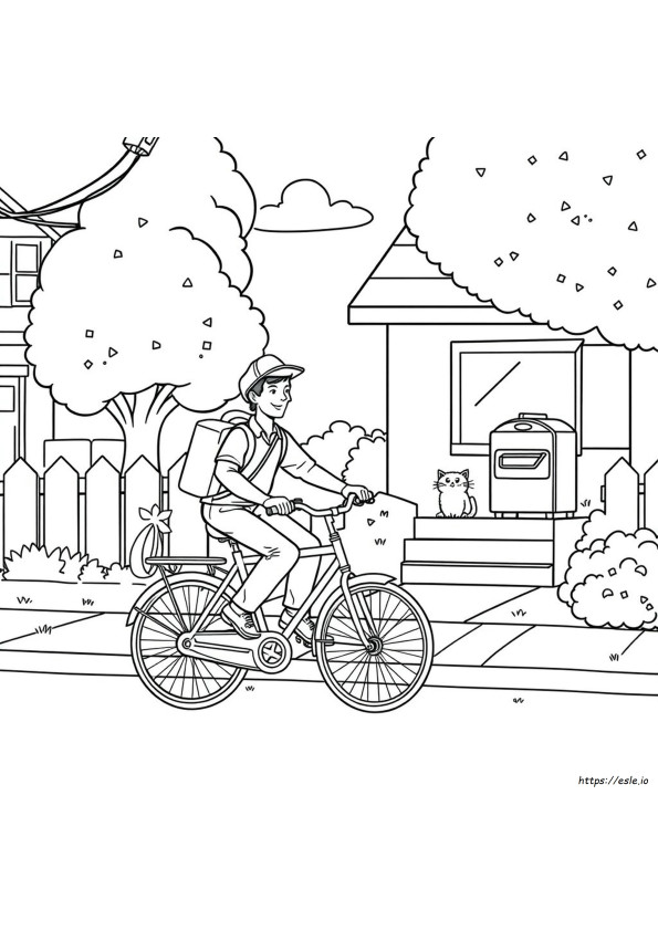 Postal Worker Mailman Coloring Page