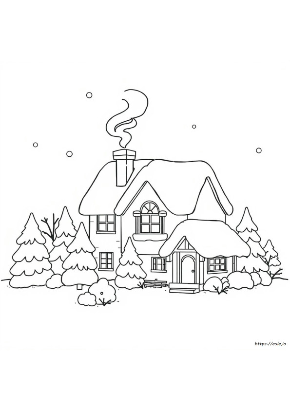 Winterhaus Ausmalbilder