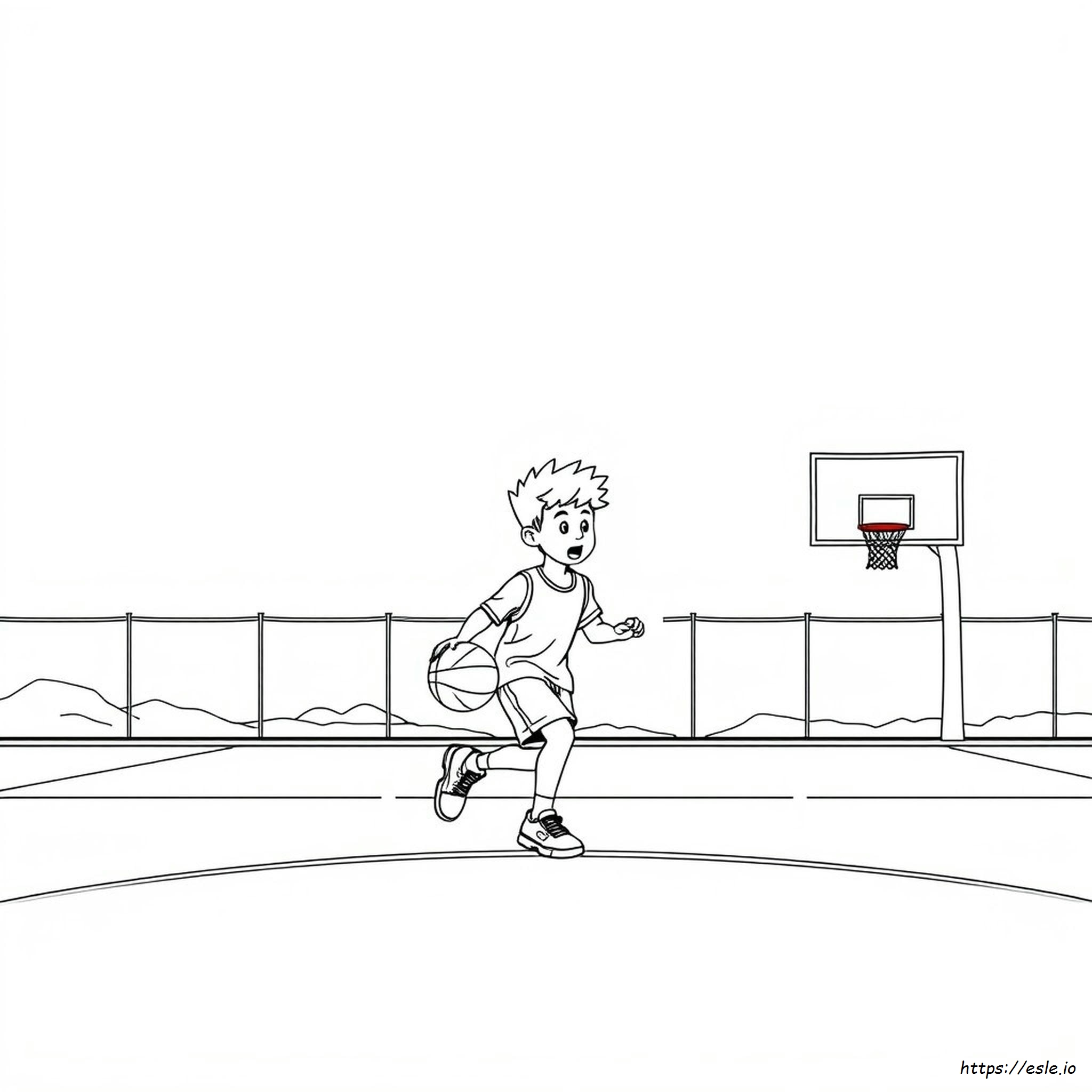 Playing Basketball Coloring Page