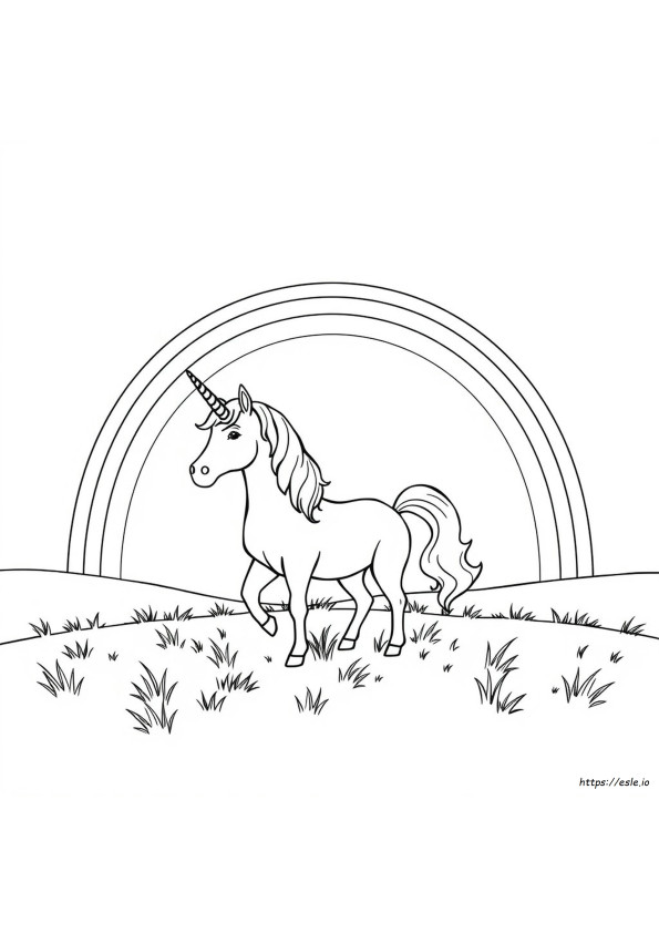 Unicorn Cu Curcubeu De Colorat