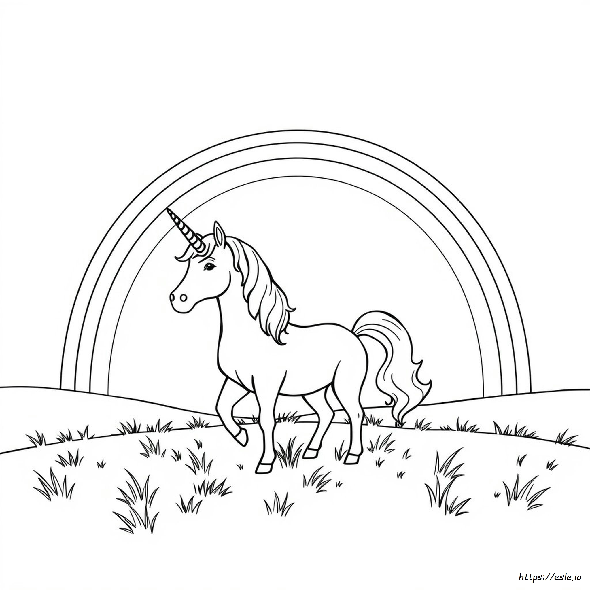Unicorn With A Rainbow Coloring Page