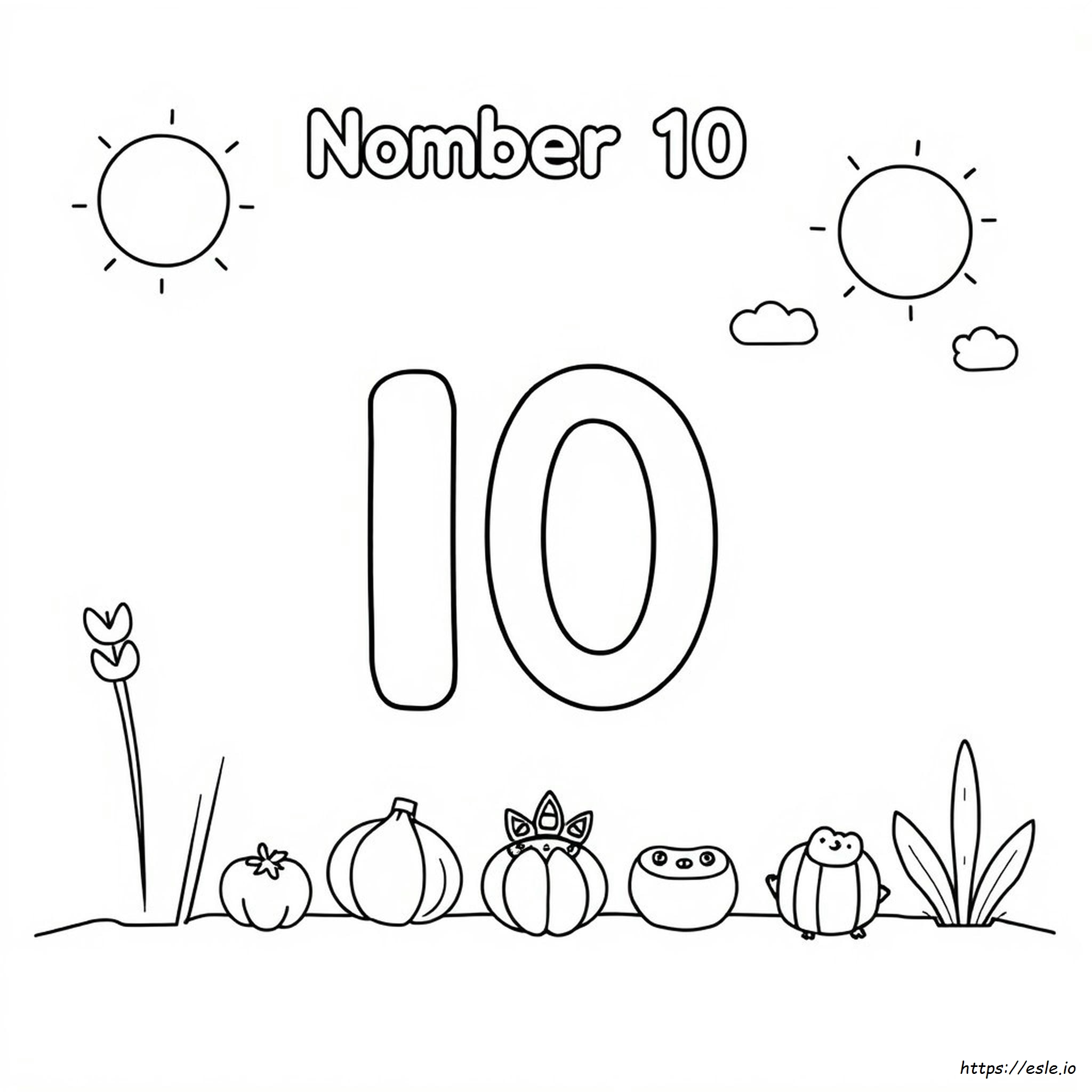 Coloring Number 10 Worksheets