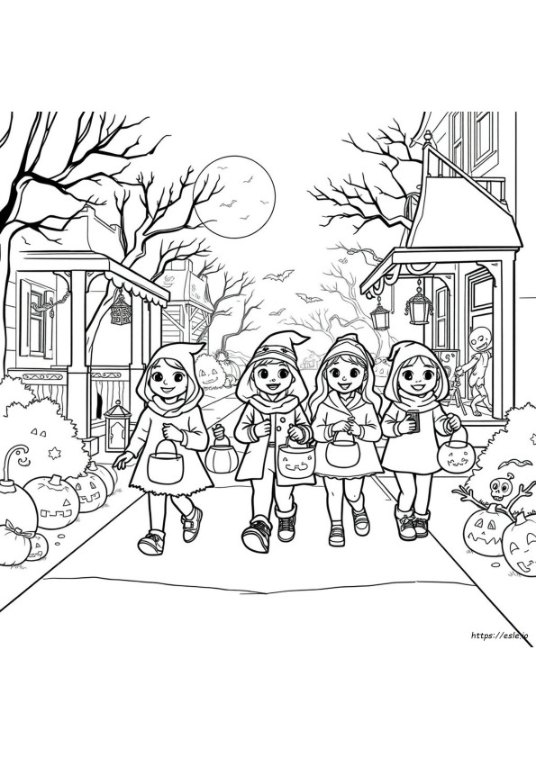 Trick Or Treaters Coloring Pages
