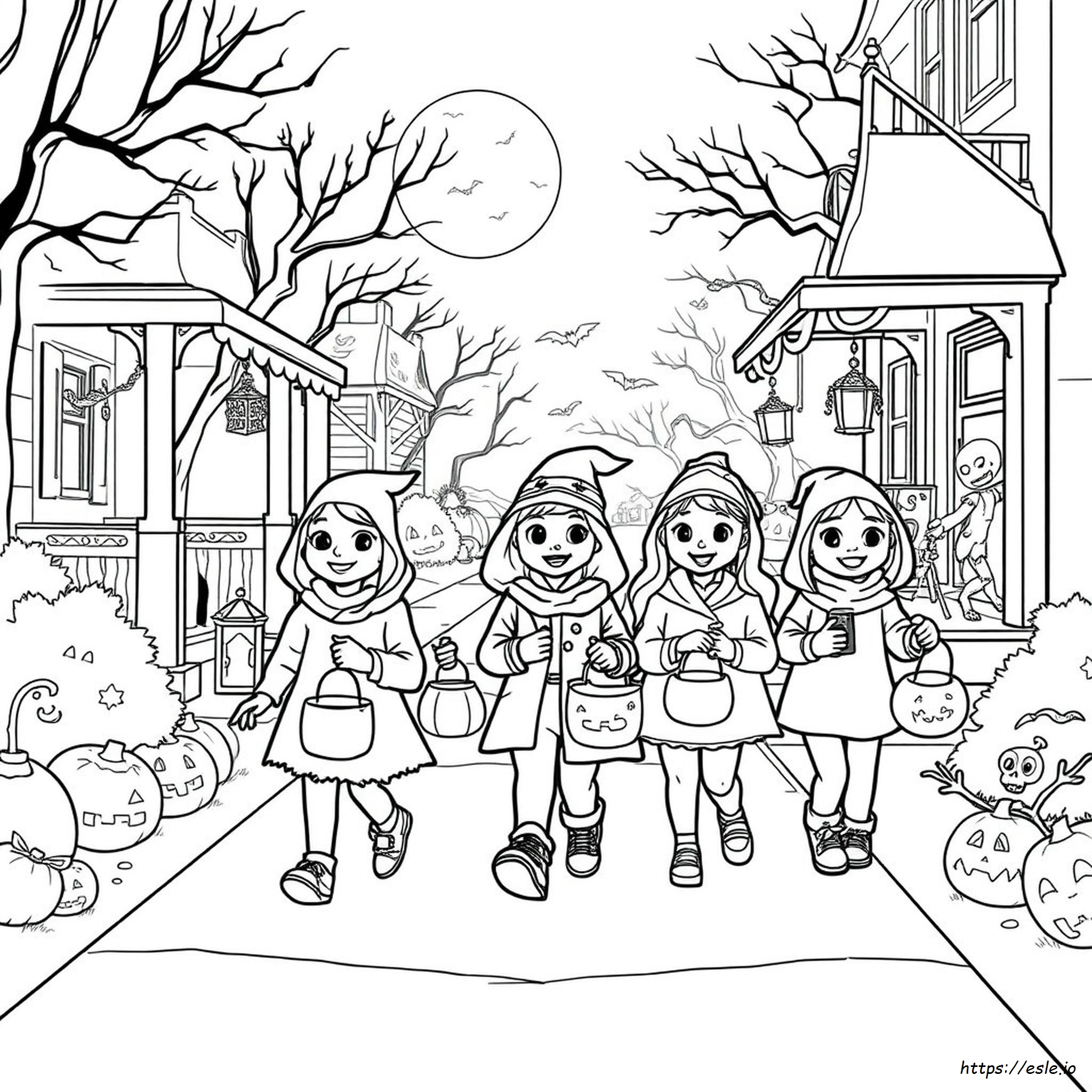 Trick Or Treaters Coloring Pages