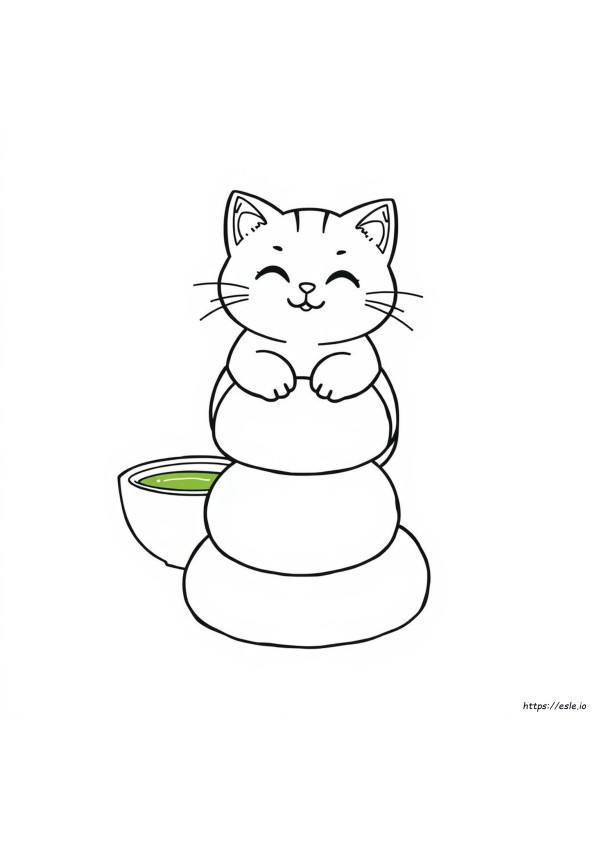 Gatinho Mochi Fofo Para Colorir