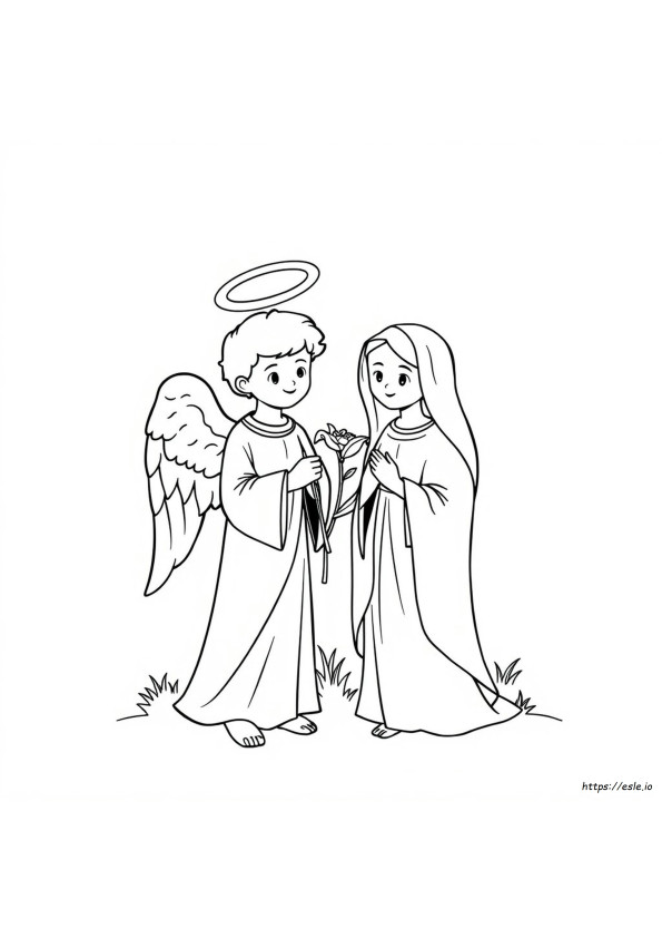 Dibujo De Ángel Visitando A María Para Colorear