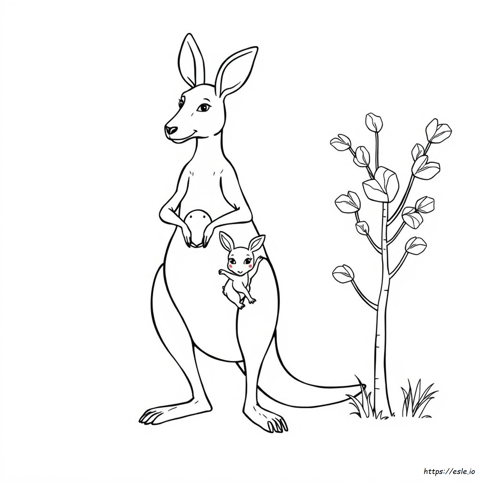 Kangaroo And Joey Coloring Page