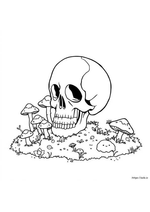Teschio Con Funghi Da Colorare