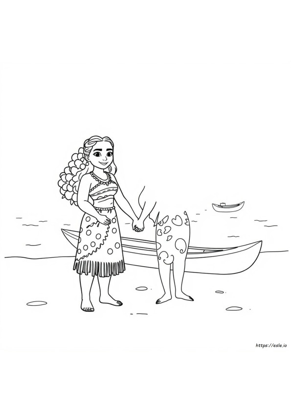 Moana And Simea Coloring Page