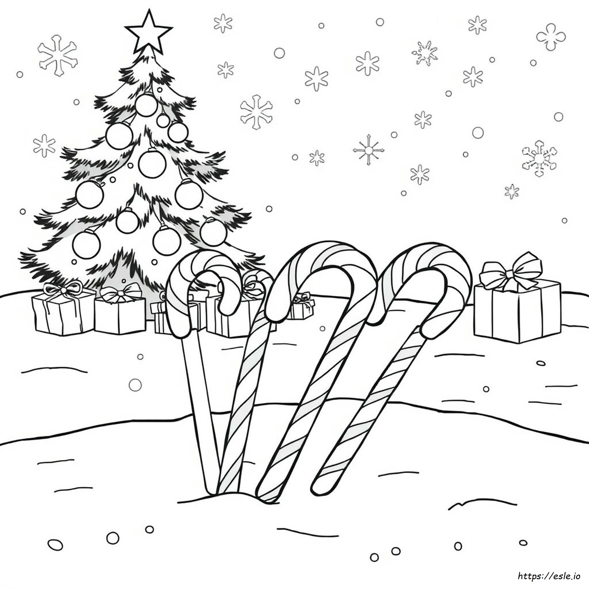 Christmas Candy Cane Colouring In