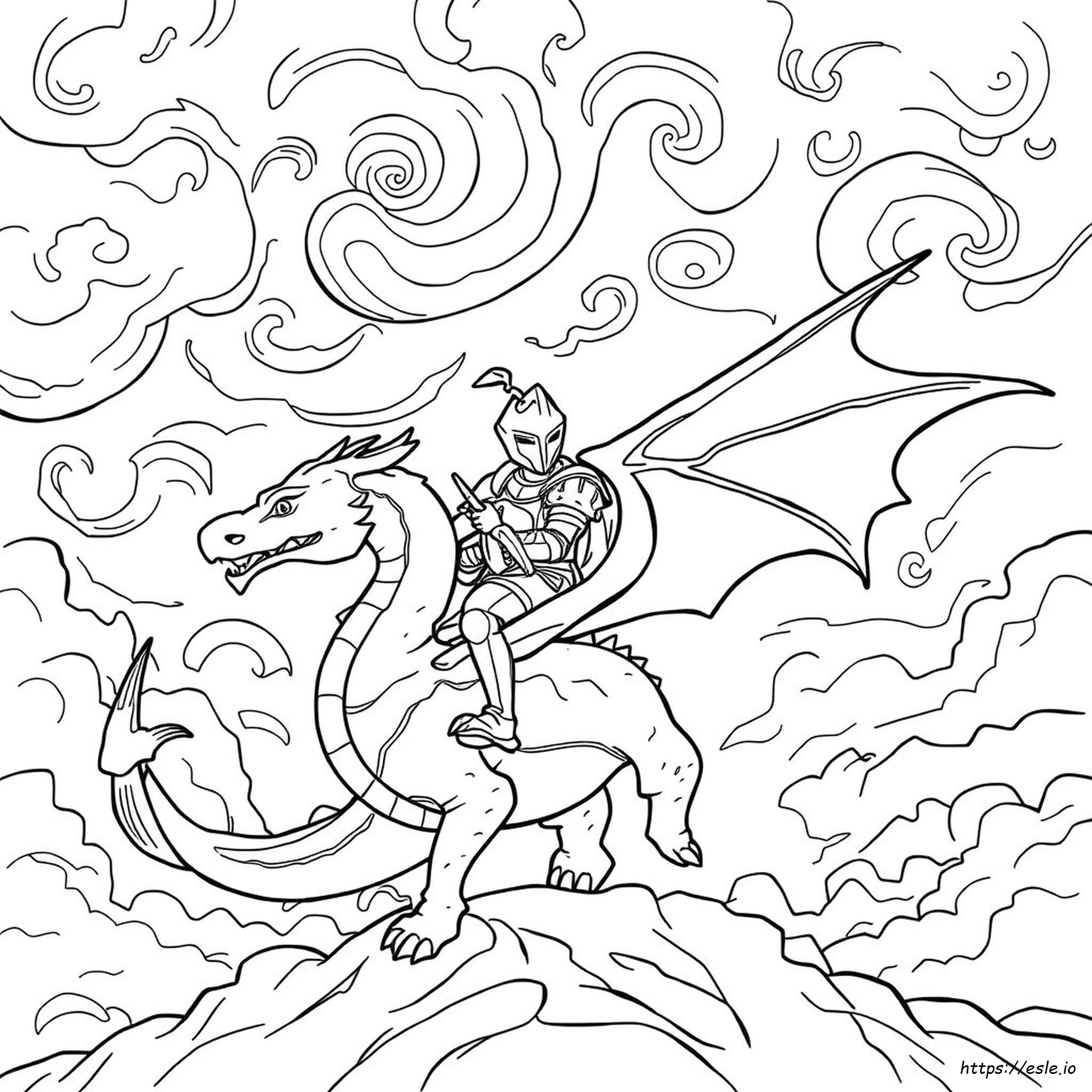 Caballero Montando Un Dragón Para Colorear Gratis