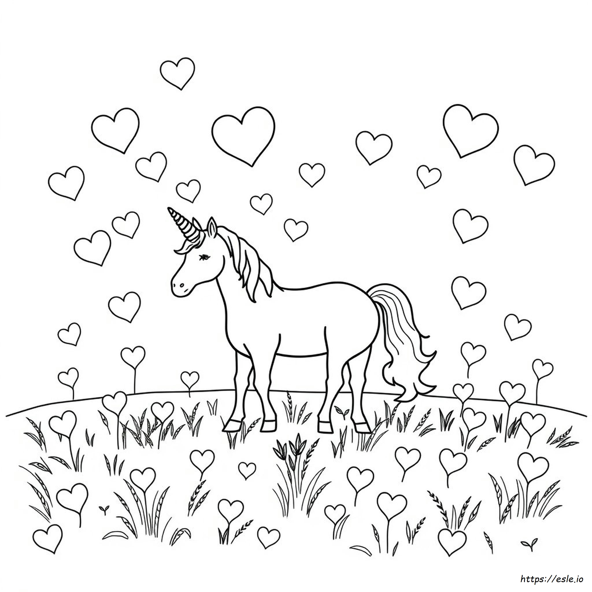 Unicornio Y Corazones Para Colorear