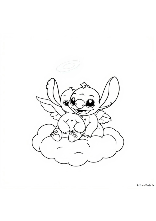 Planșe De Colorat Drăguțe Cu Stitch Și Angel