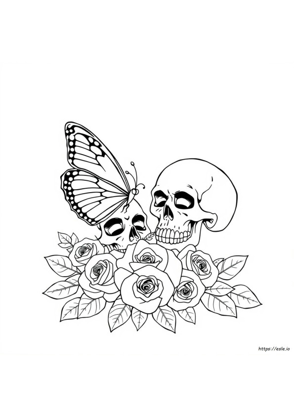 Coloriages Papillon Amour Crânes Et Roses