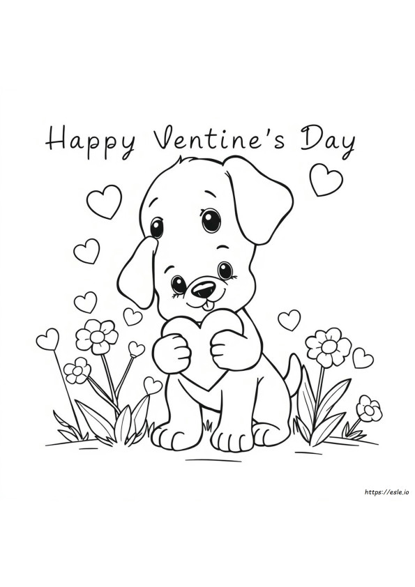 Puppy Valentines Day Coloring Pages