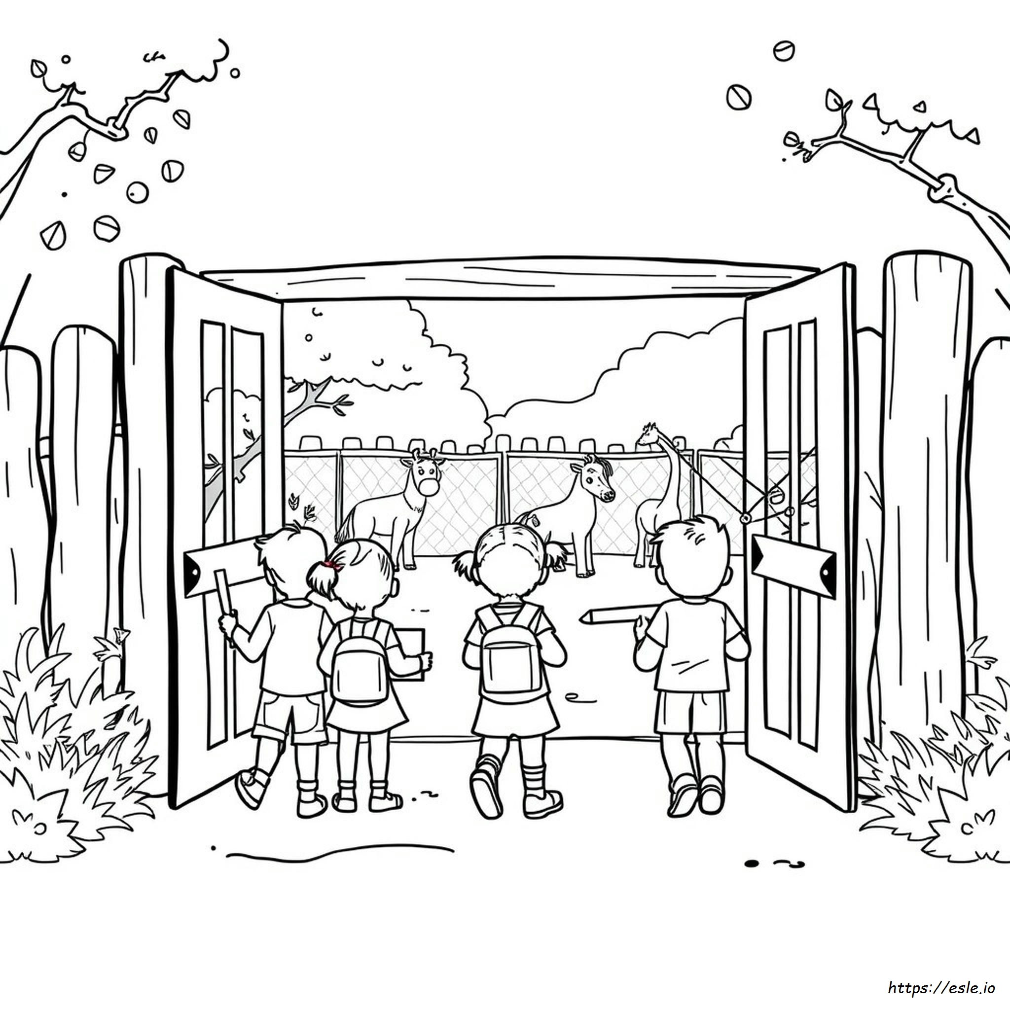 Zoo Field Trip Coloring Page