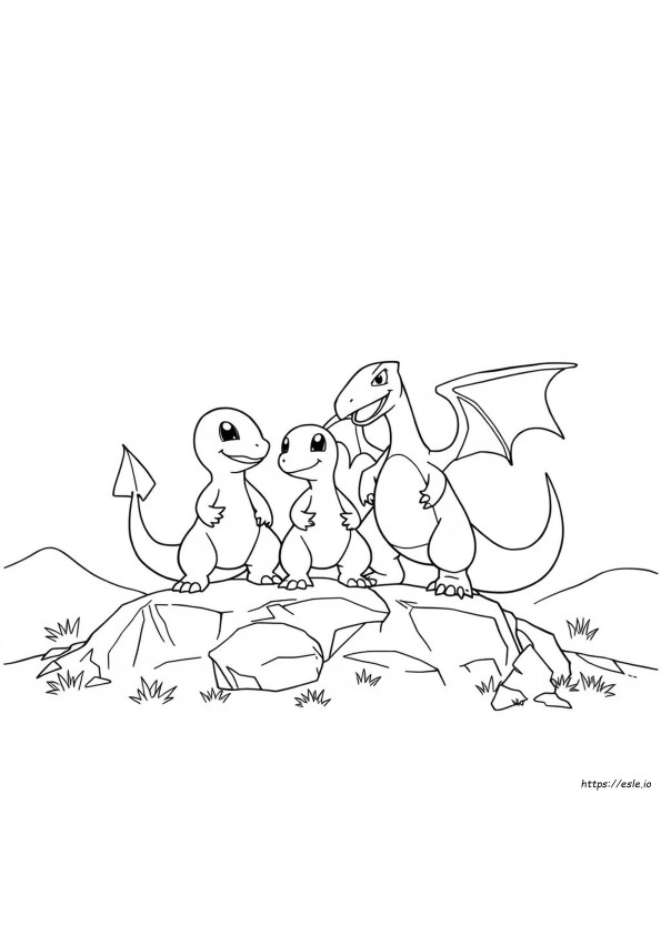 Charmander Charmeleon Y Charizard Para Colorear