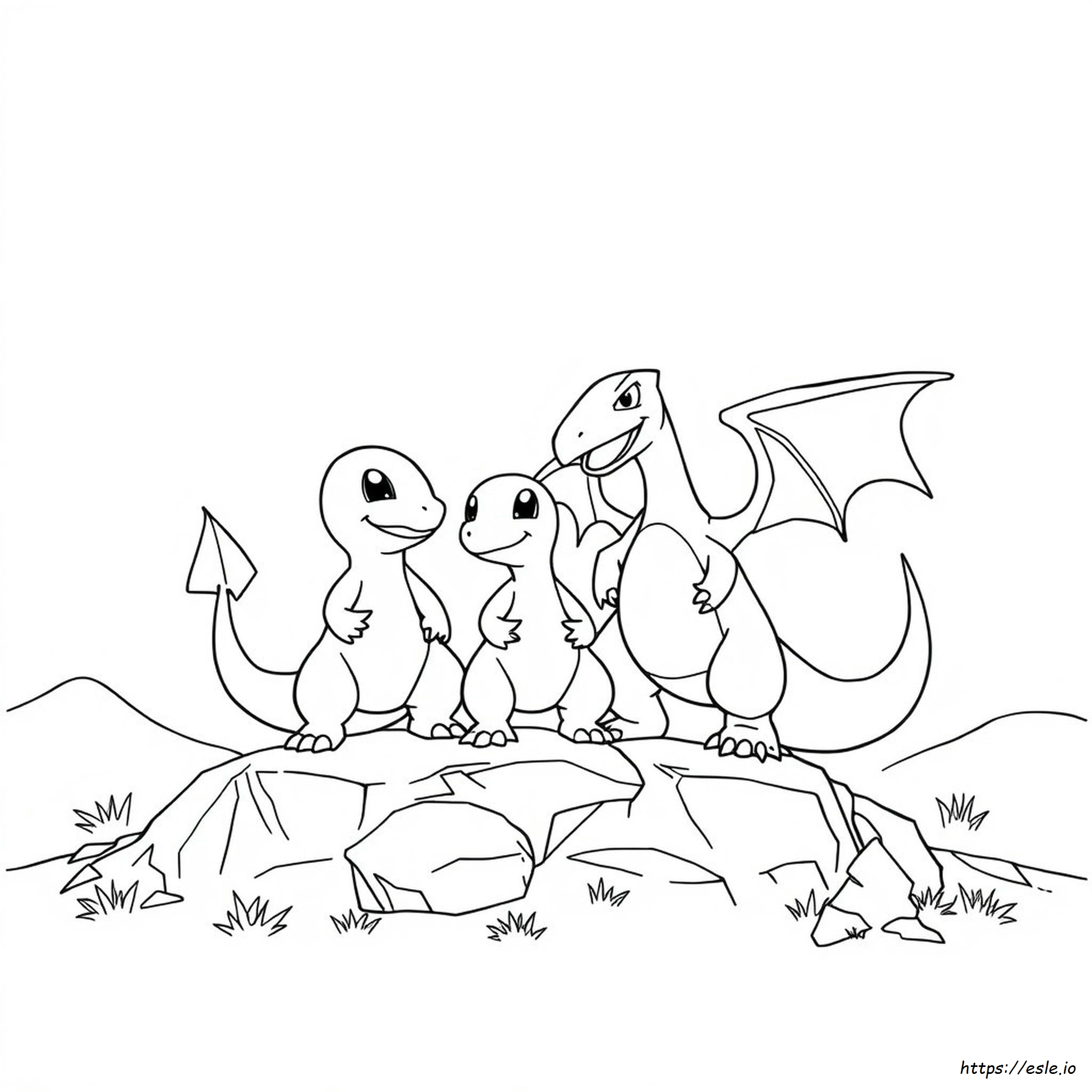 Charmander Charmeleon And Charizard Coloring Page