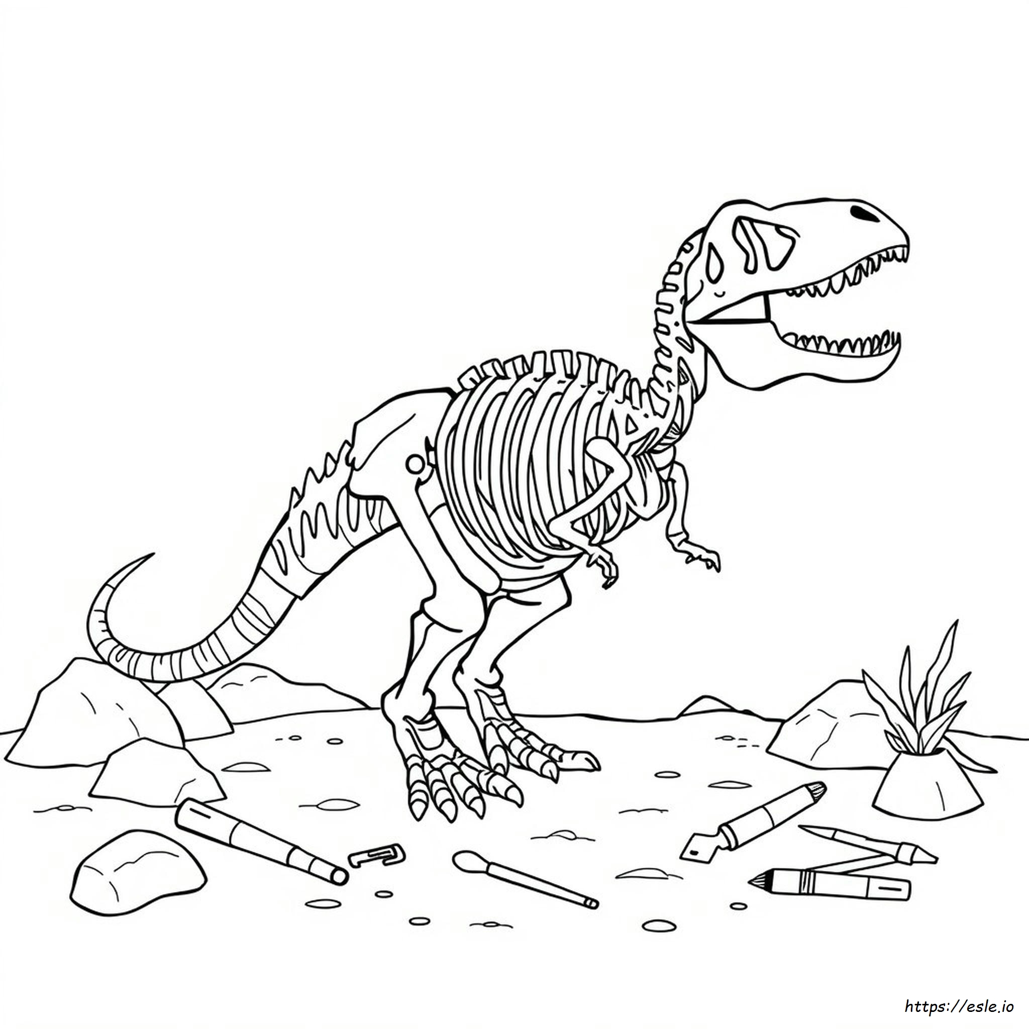 T Rex Skeleton Coloring Page