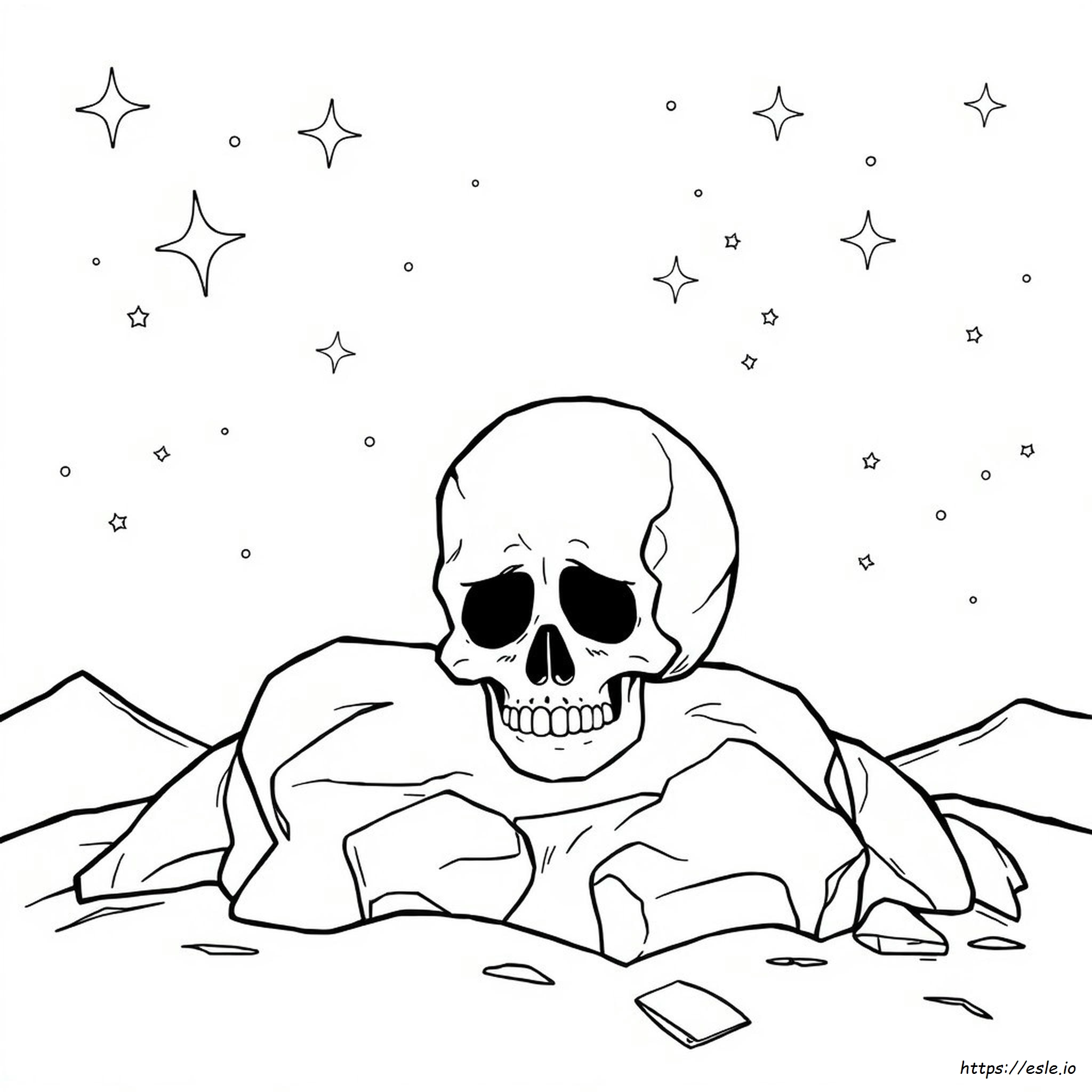 Gambar Mewarnai Tengkorak Simpel