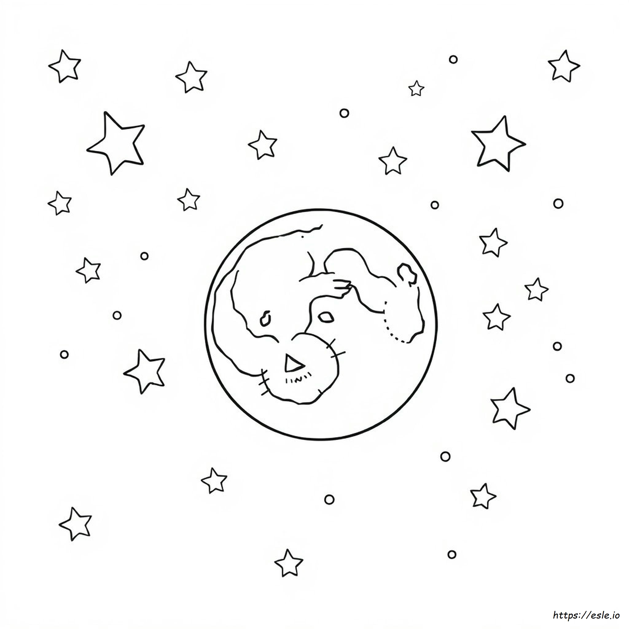 Coloriage Lune Et Étoiles