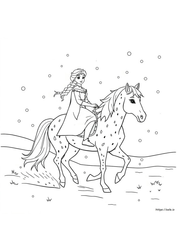 エルサと馬のぬりえ
