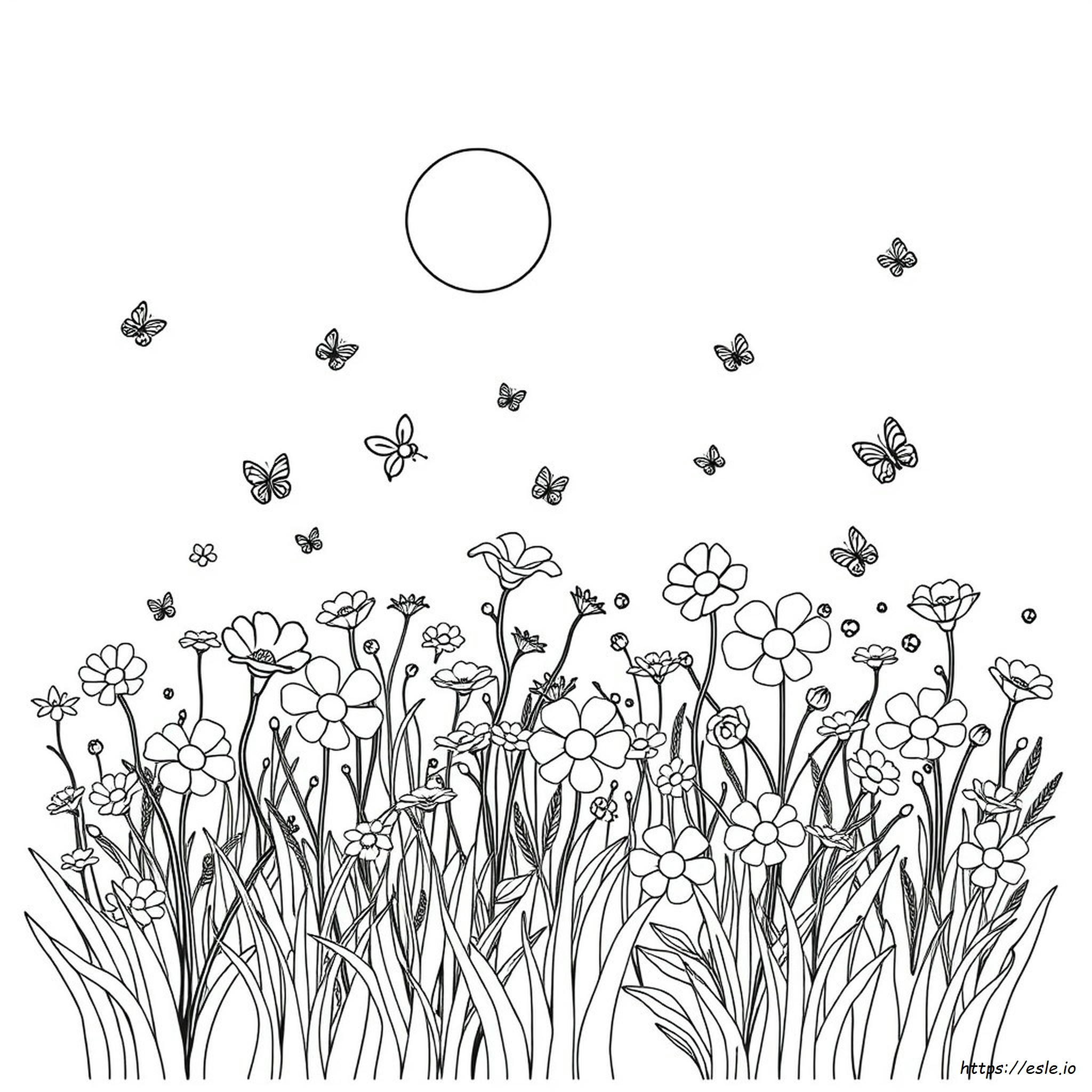Field Of Flowers Coloring Page