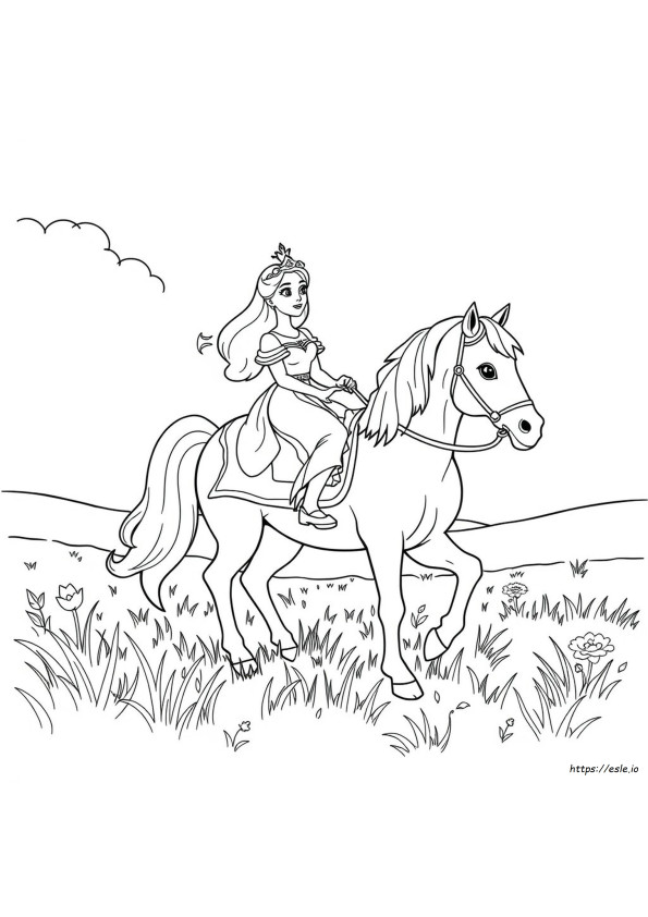 Princess With Horse Coloring Page