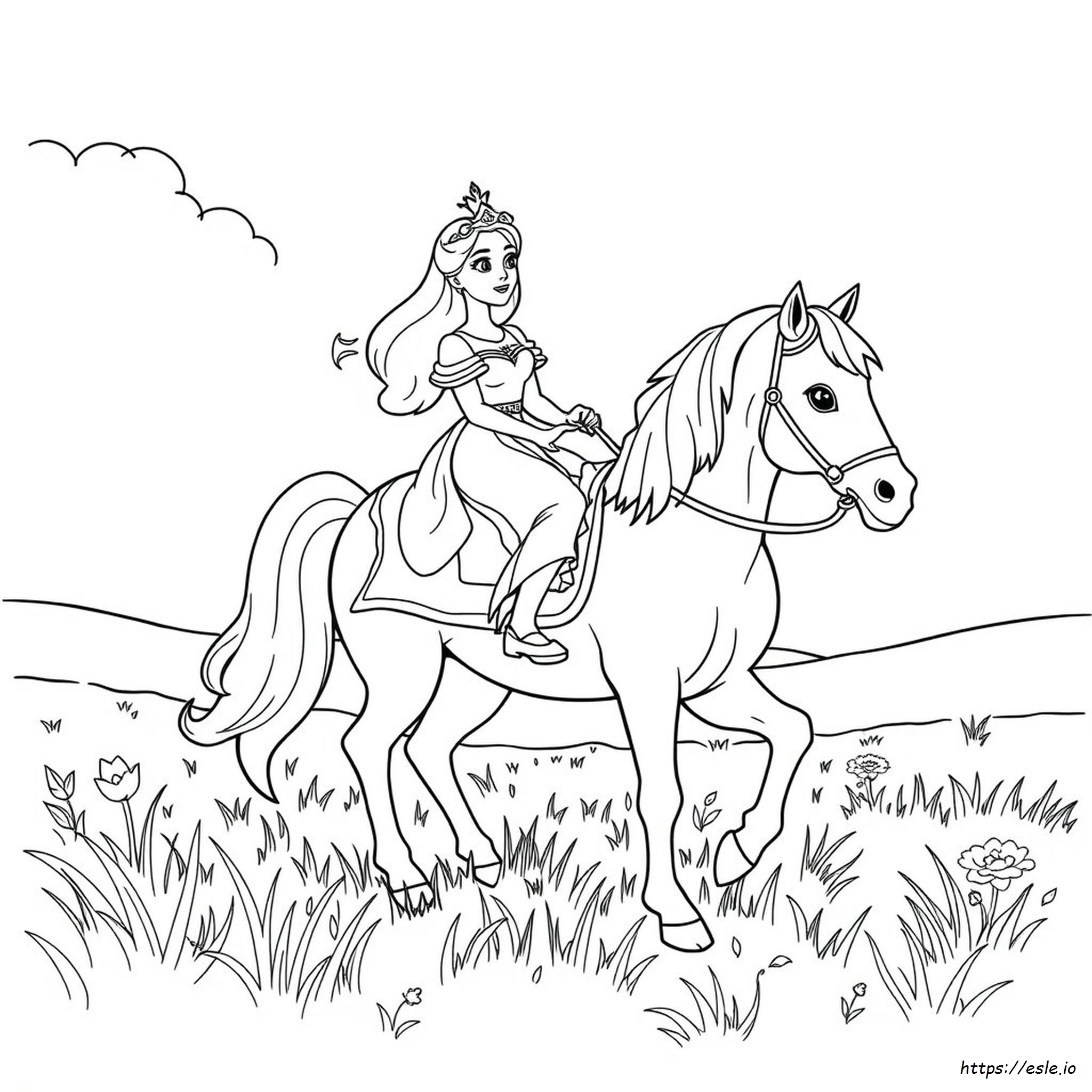 Princesa Con Caballo Para Colorear