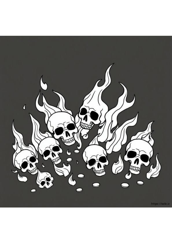 Coloring Pages Skulls Flames