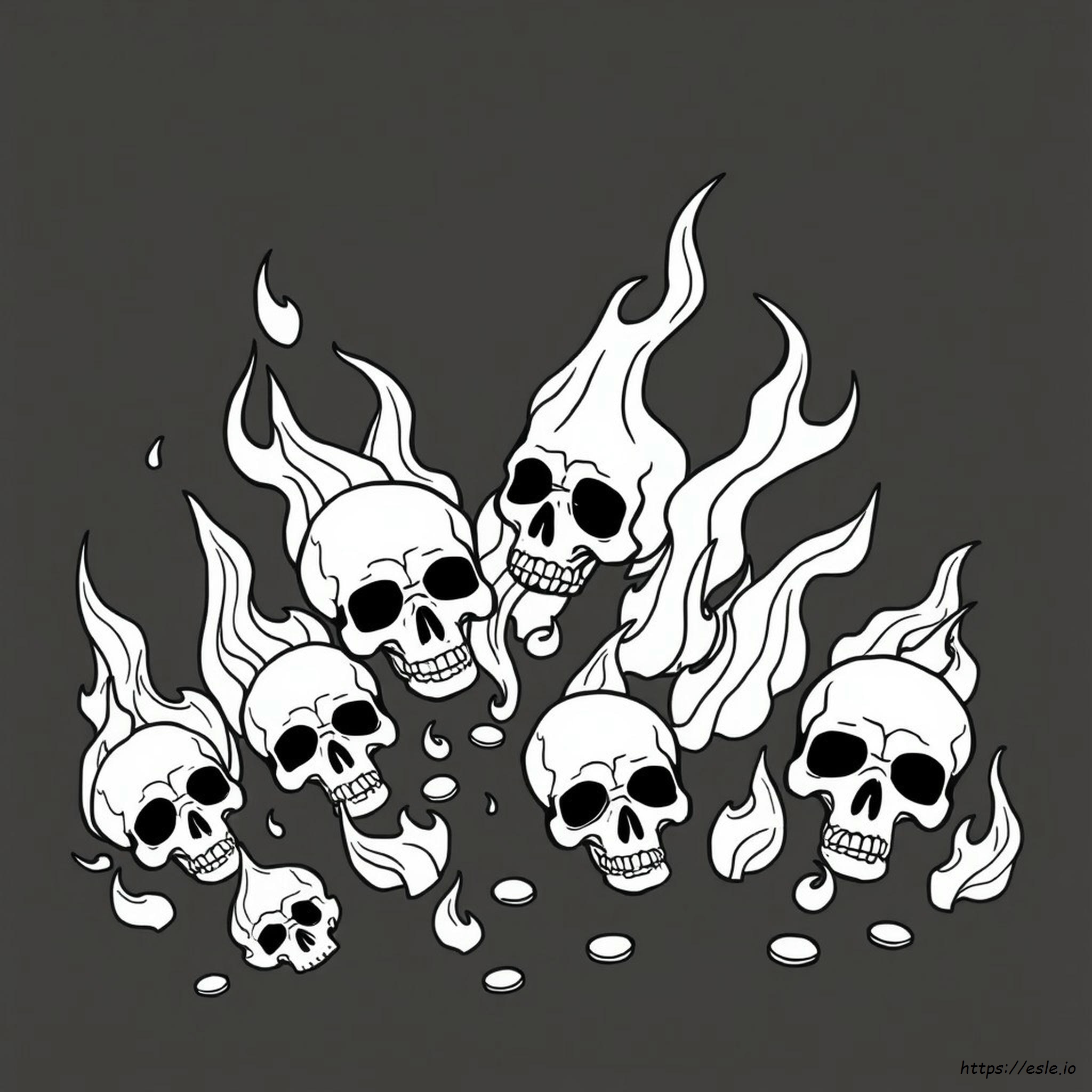 Coloring Pages Skulls Flames