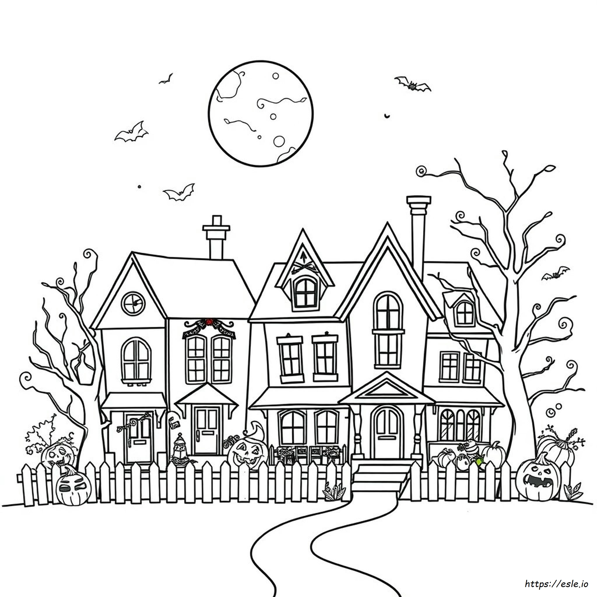 Rumah Halloween Gambar Mewarnai Dapat Dicetak