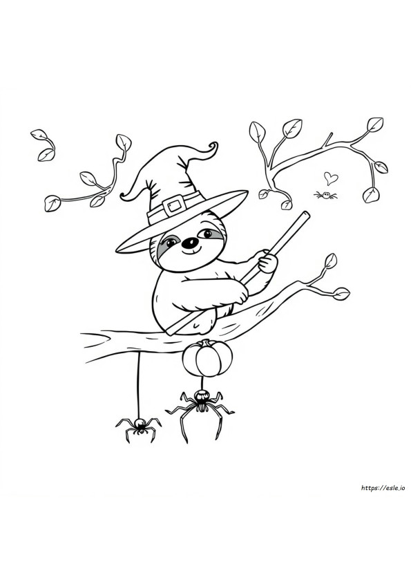 Halloween Luiaard Kleurplaat