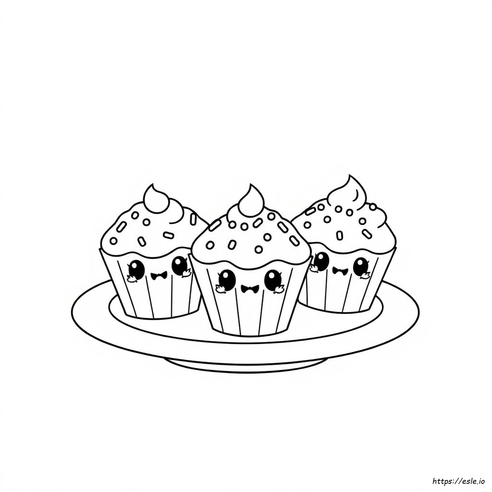 Cute Kawaii Cupcake Coloring Pages