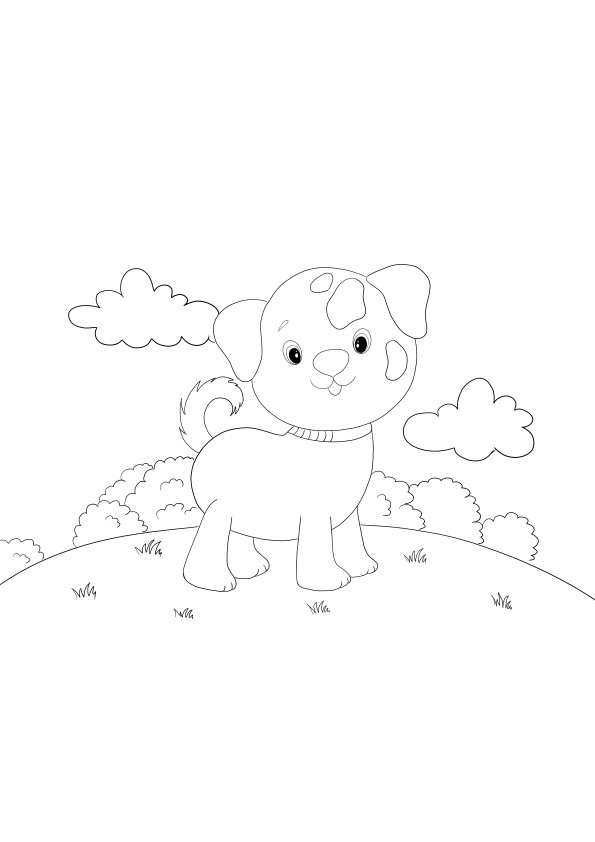 Cute puppy easy to color sheet for kids of all ages