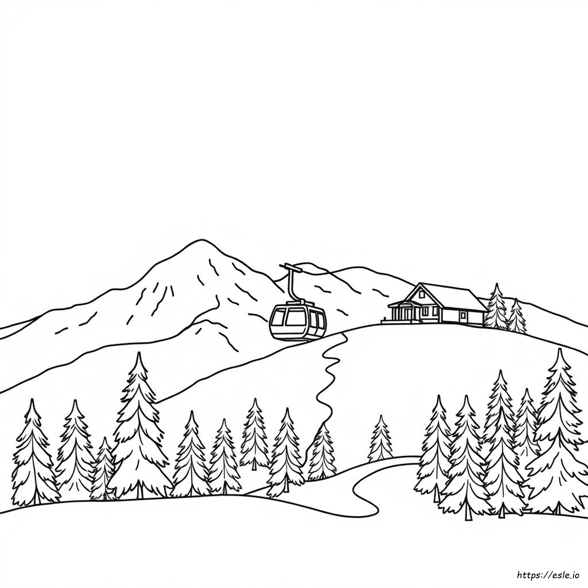Ski Mountain Coloring Page