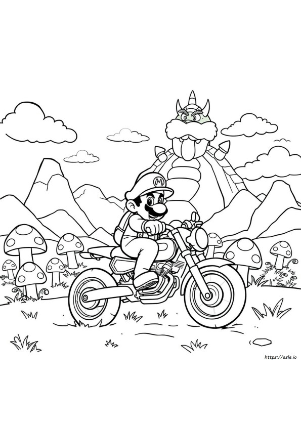 Mario Auf Motorrad Ausmalbild