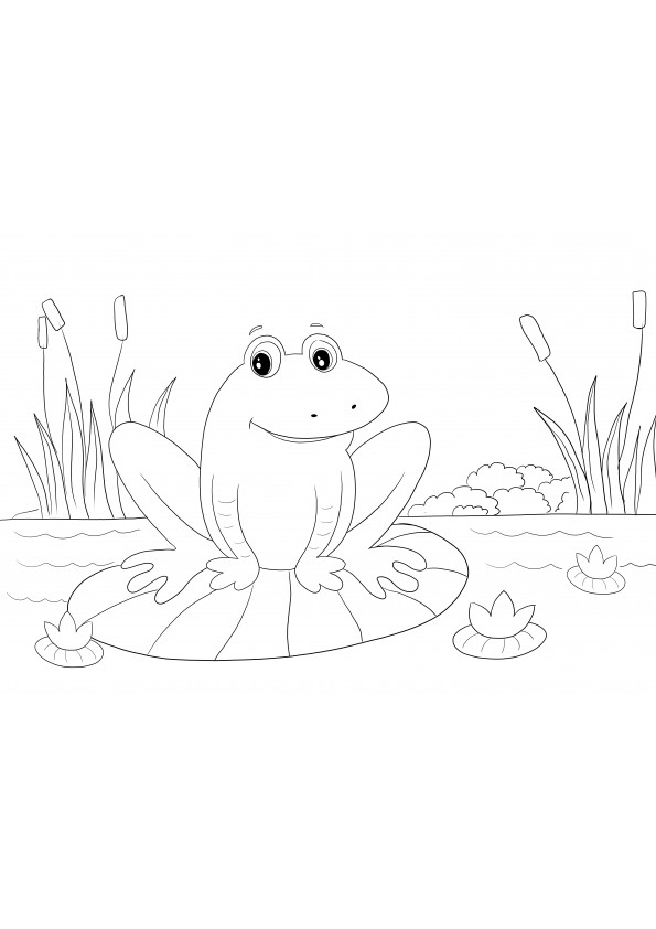 O broască drăguță și zâmbitoare de colorat gratuit pentru descărcare sau imprimare