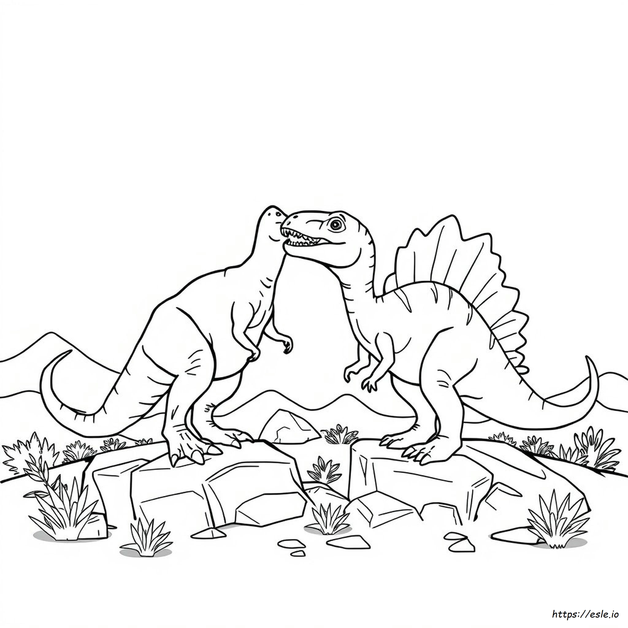 T Rex And Spinosaurus Coloring Page