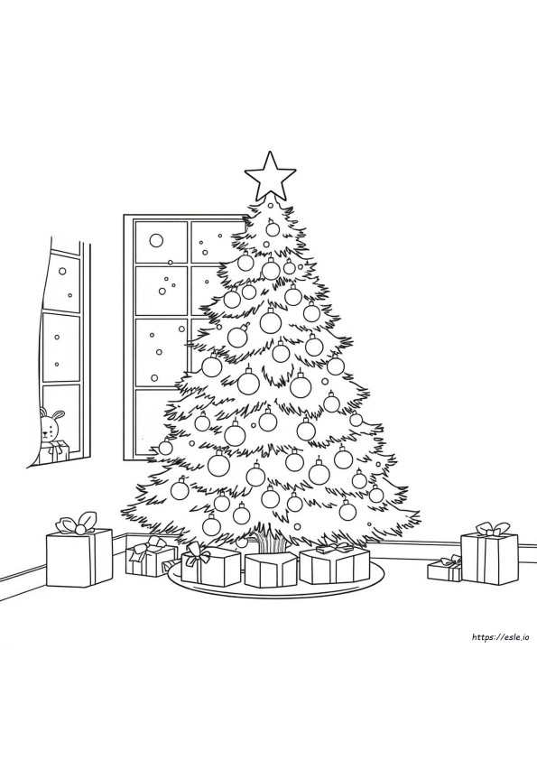 Pohon Natal Besar Gambar Mewarnai