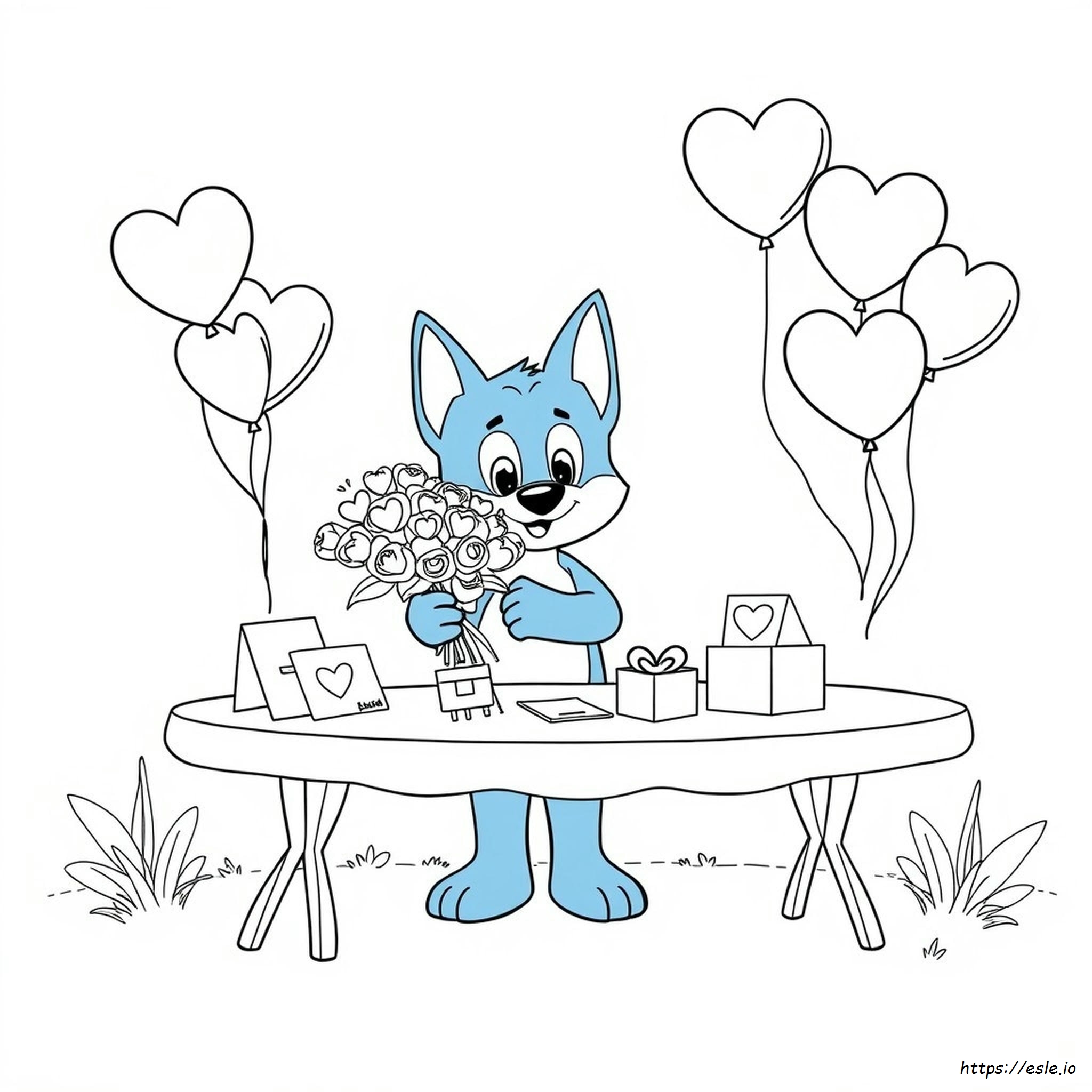 Coloriages De La Saint-Valentin Bluey À Imprimer