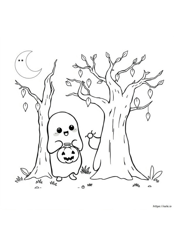 Free Kawaii Halloween Coloring Pages