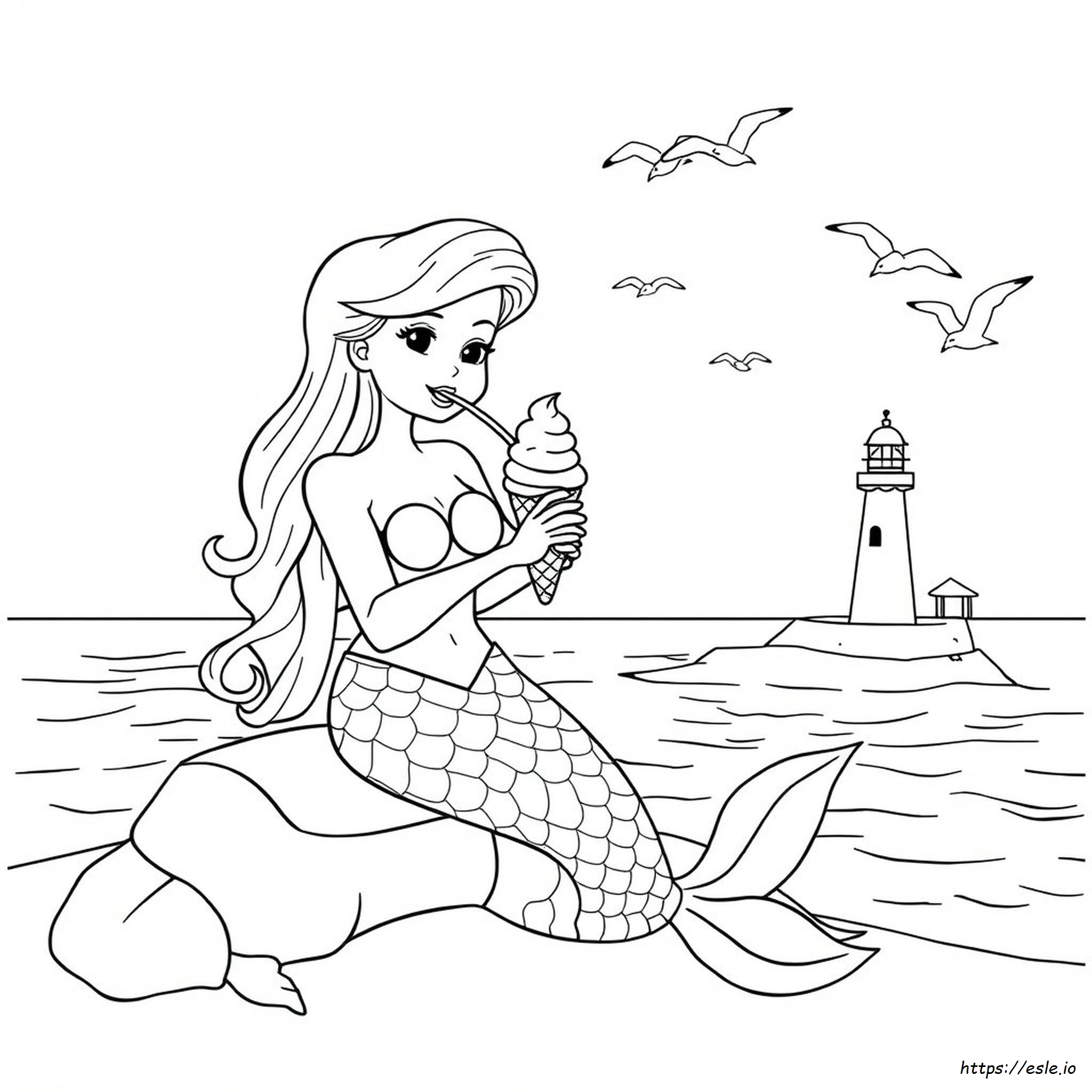 Mermaid Ice Cream Coloring Pages