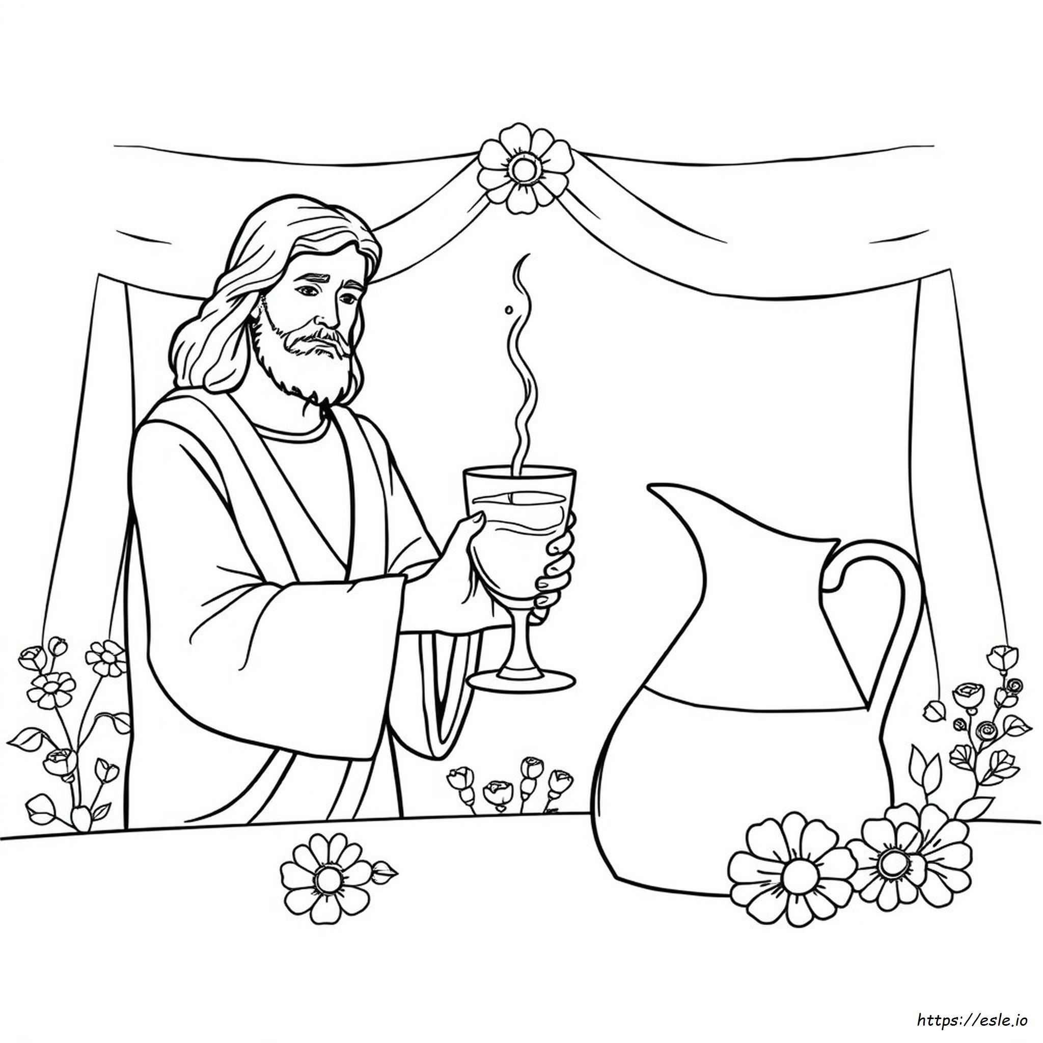 Water Into Wine Coloring Sheet
