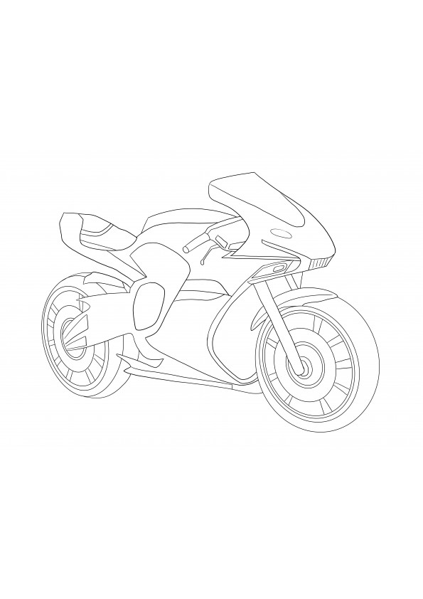 Cooles Rennmotorrad-Ausmalbild zum kostenlosen Download