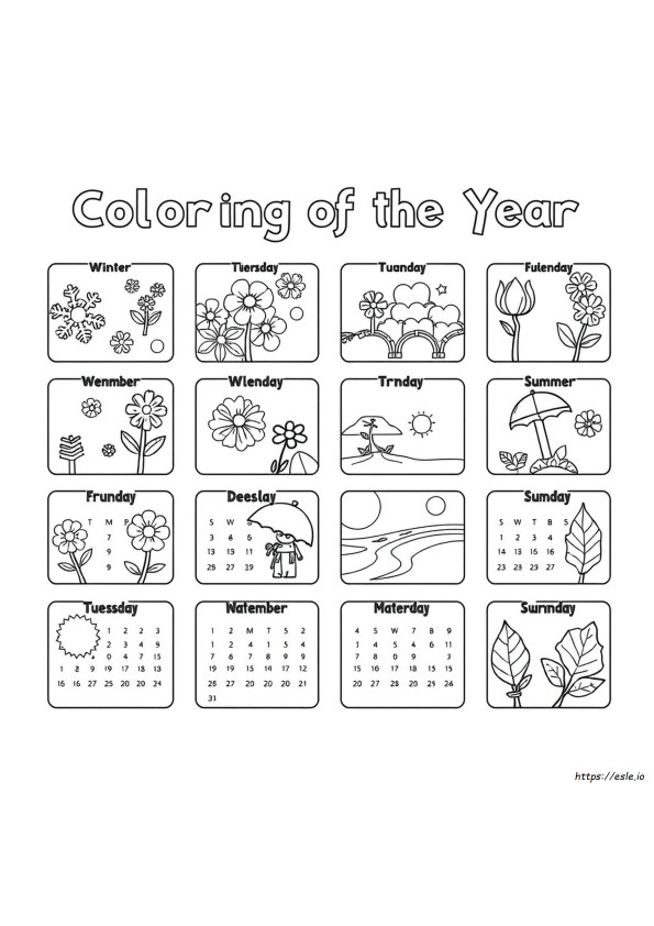 12 Months Of The Year Coloring Pages